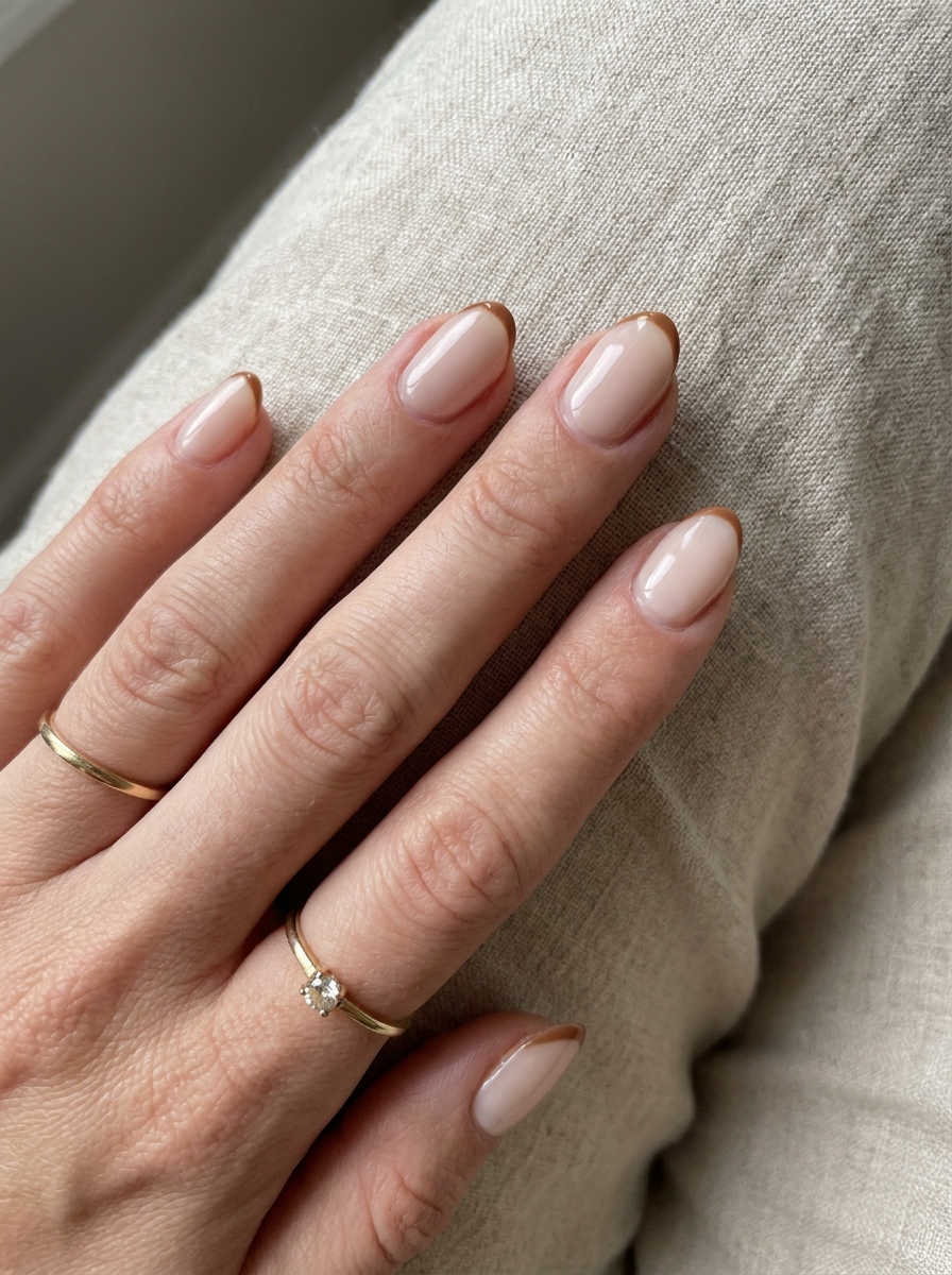 Brown Micro French Nails als Simple Fall Nails Inspiration 2026